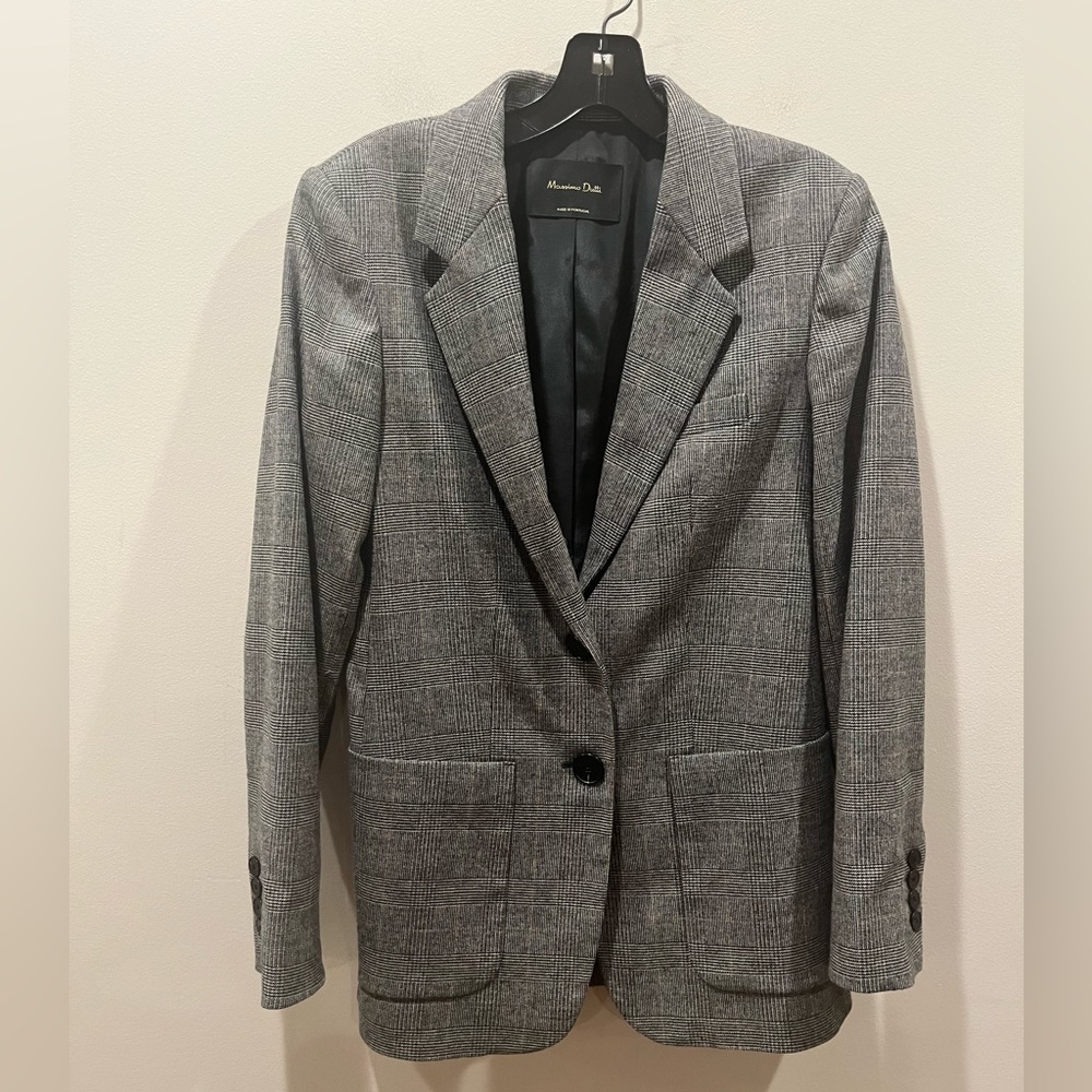Massimo Dutti Check Blazer With Pockets, Size 2